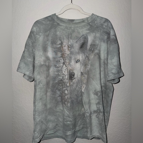 Vintage The Mountain Wolf Tie Dye Shirt Behind an Aspen Tree XL Nature Grunge 90 - Picture 2 of 7